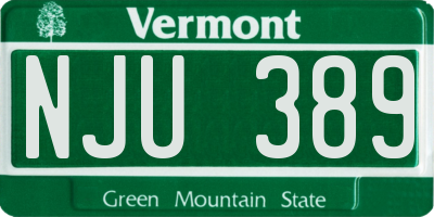 VT license plate NJU389