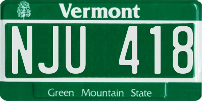 VT license plate NJU418