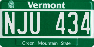 VT license plate NJU434