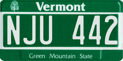 VT license plate NJU442