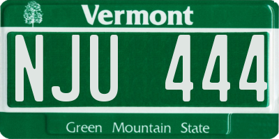 VT license plate NJU444
