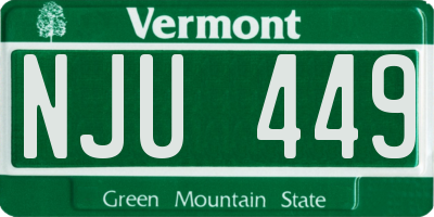 VT license plate NJU449