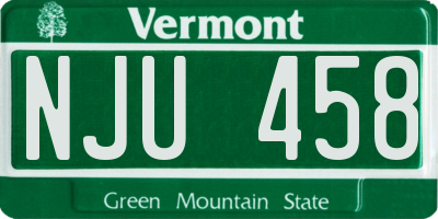 VT license plate NJU458