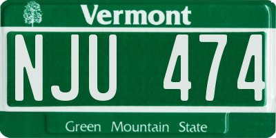 VT license plate NJU474