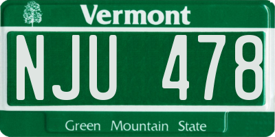 VT license plate NJU478