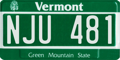 VT license plate NJU481