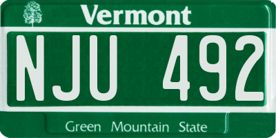 VT license plate NJU492