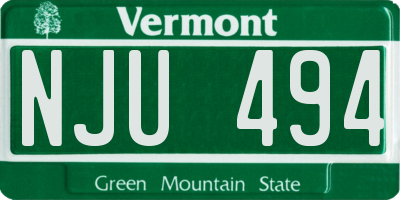 VT license plate NJU494