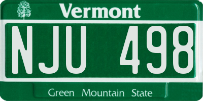 VT license plate NJU498