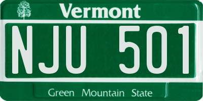 VT license plate NJU501