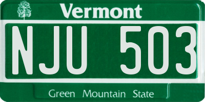 VT license plate NJU503