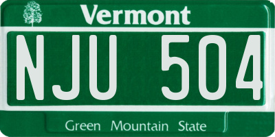 VT license plate NJU504