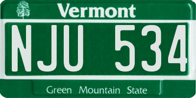 VT license plate NJU534