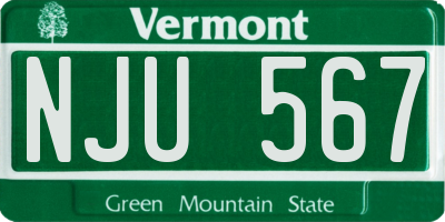 VT license plate NJU567
