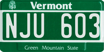 VT license plate NJU603