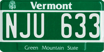 VT license plate NJU633