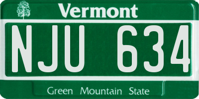 VT license plate NJU634