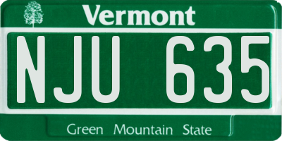 VT license plate NJU635