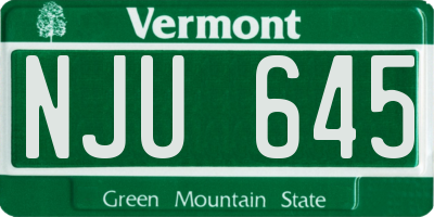VT license plate NJU645