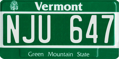 VT license plate NJU647