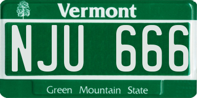 VT license plate NJU666
