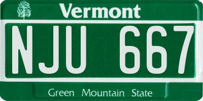 VT license plate NJU667