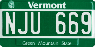 VT license plate NJU669