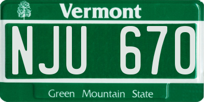 VT license plate NJU670