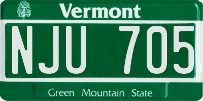 VT license plate NJU705