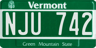 VT license plate NJU742