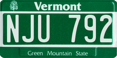 VT license plate NJU792