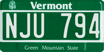 VT license plate NJU794