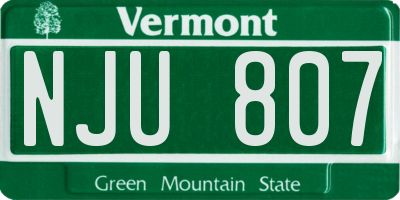 VT license plate NJU807