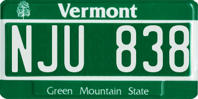 VT license plate NJU838
