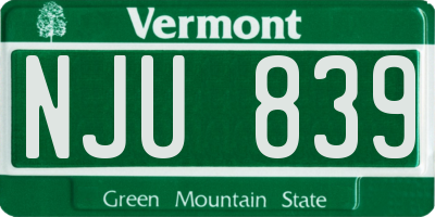 VT license plate NJU839