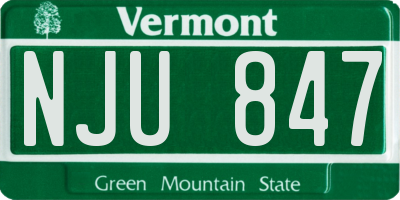 VT license plate NJU847