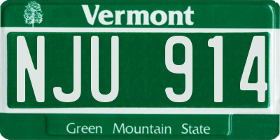 VT license plate NJU914