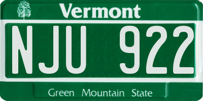 VT license plate NJU922