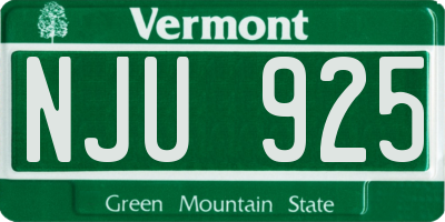 VT license plate NJU925