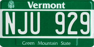 VT license plate NJU929