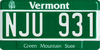 VT license plate NJU931
