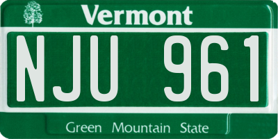 VT license plate NJU961