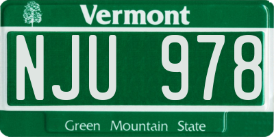 VT license plate NJU978