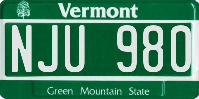 VT license plate NJU980