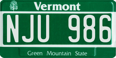 VT license plate NJU986