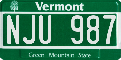 VT license plate NJU987