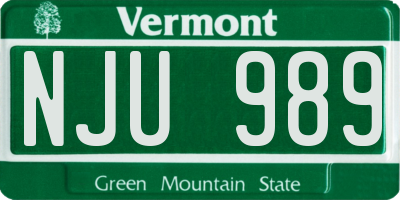 VT license plate NJU989
