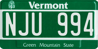 VT license plate NJU994