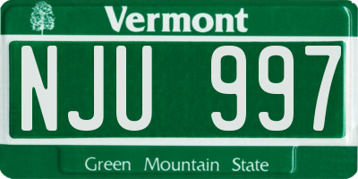 VT license plate NJU997