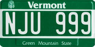 VT license plate NJU999